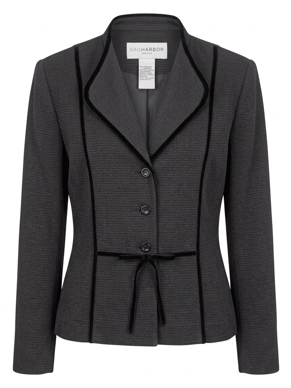 Sag Harbor Charcoal Gray Jacket with Black Velvet Trim
